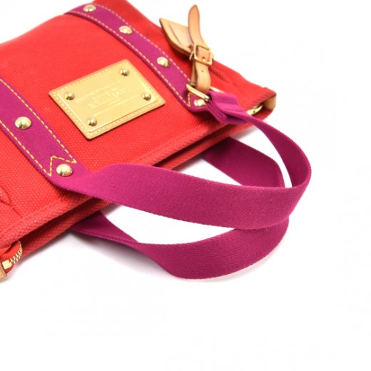 Louis Vuitton Cabas PM Red Antigua Canvas Handbag - 2006 Limited