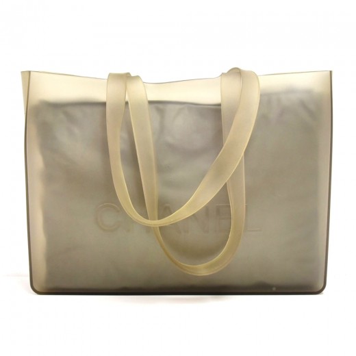 Chanel Vintage Chanel Grey Jelly Rubber Large Shoulder Tote Bag