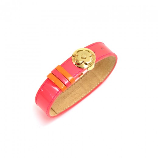 Pre-owned Louis Vuitton Keep It Leather Bracelet In Pink