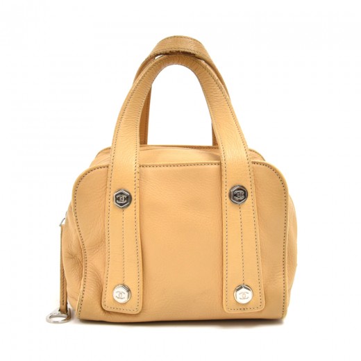 Chanel Chanel Beige Hexagonal Bolt Calfskin Leather Small Handbag
