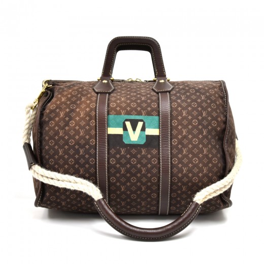 Louis Vuitton MINI LIN INITIALS KEEPALL Beige Cotton ref.847604
