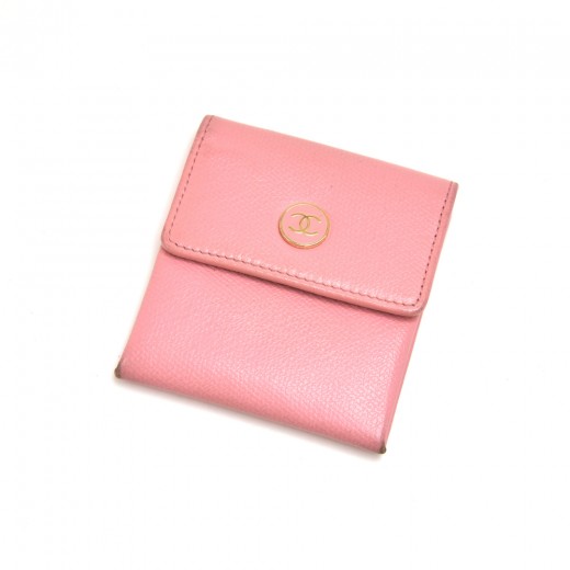 Chanel Chanel Pink Calfskin Leather Enamel CC logo Button Mini Coin