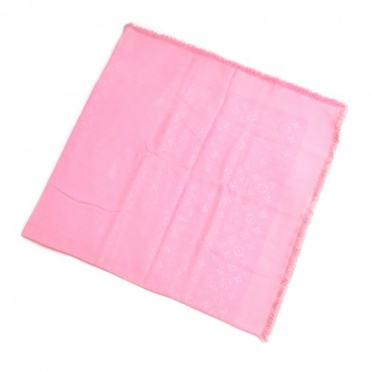 Châle monogram silk scarf Louis Vuitton Pink in Silk - 30590900