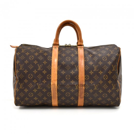 Pre-owned Louis Vuitton Keepall Cloth Travel Bag In Grey