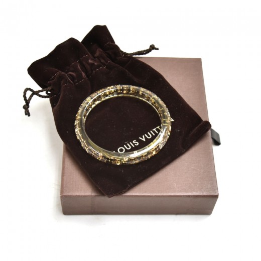Louis Vuitton Brown Inclusion and Clear with gold Bangle Bracelets