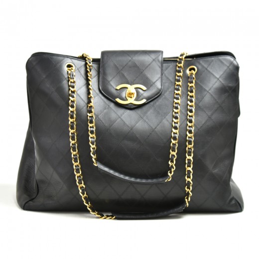 Chanel Vintage Black Weekender Supermodel XL Shopper Tote Bag 24k GHW –  Boutique Patina