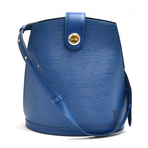 Vintage Louis Vuitton blue epi envelope style clutch bag with gold tone LV  motif For Sale at 1stDibs