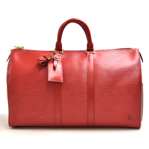 Keepall leather travel bag Louis Vuitton Red in Leather - 22591107