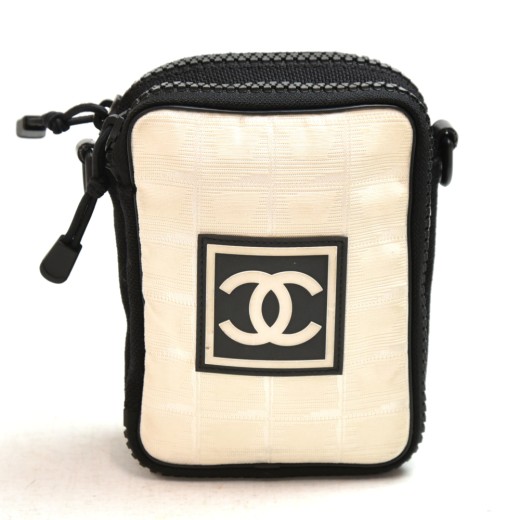 Chanel Chanel Travel Line Black x White Jacquard Nylon Shoulder Pouch