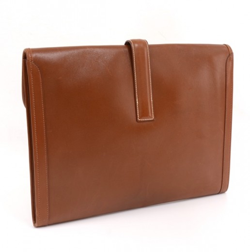 Hermès Jige Leather Clutch Bag