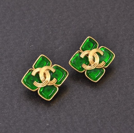 Earrings Chanel Green in Gold plated - 30090787