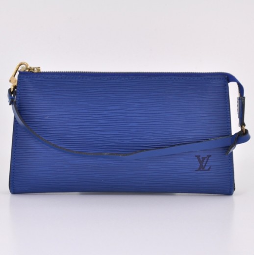 Preowned Authentic Louis Vuitton Toledo Blue Epi Leather Pochette Arche Bag