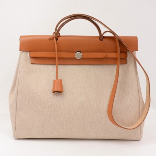 Authentic Hermes Beige Solid Leather Bag on sale at JHROP. Luxury