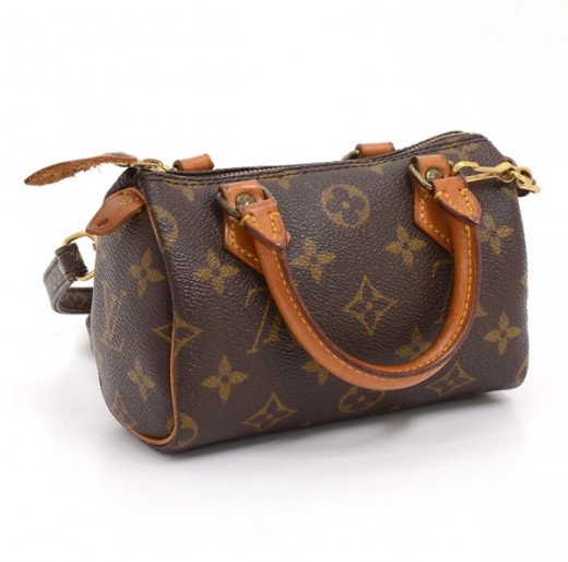 Louis Vuitton Monogram Mini speedy Leather Fabric Brown Handbag Authentic –  CDE