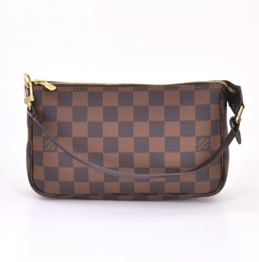 Louis+Vuitton+Pochette+Accessory+Pouch+Brown+Leather for sale online