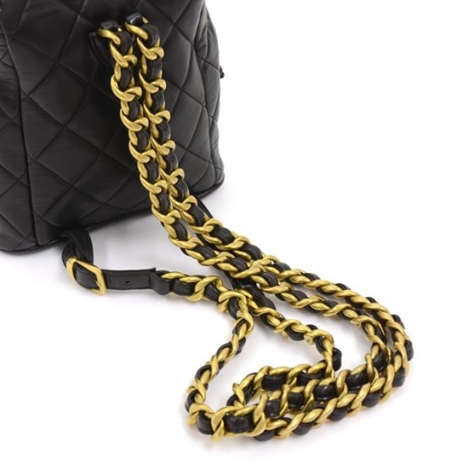Chanel Vintage Chanel Black Quilted Leather Mini Backpack Gold CC