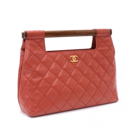 Chanel Chocolate Bar Resin Handle Tote Quilted Lambskin Small