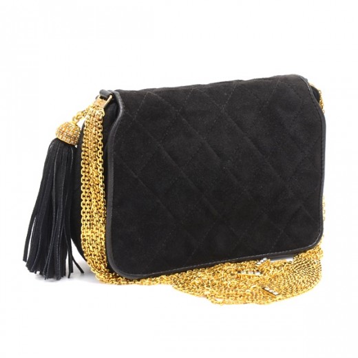 Chanel Black Crocodile Shoulder Bag with Gold Multi-Strand Chain Strap at  1stDibs