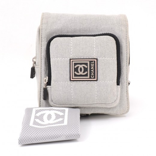 Chanel Chanel Sports Line Gray x Black Cotton Waist Pouch Bag