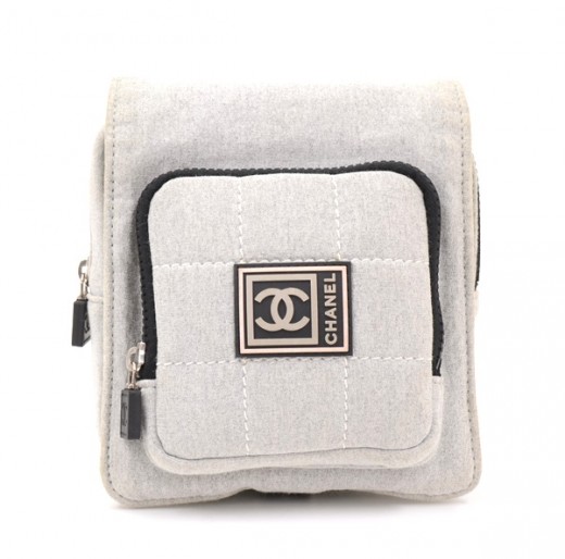 Chanel Sports Line Gray x White Canvas Waist Pouch Bag at 1stDibs
