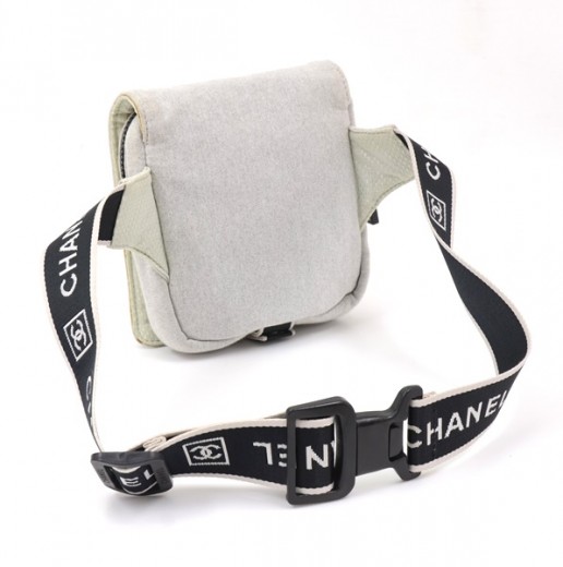Chanel Sports Line Gray x White Canvas Waist Pouch Bag at 1stDibs