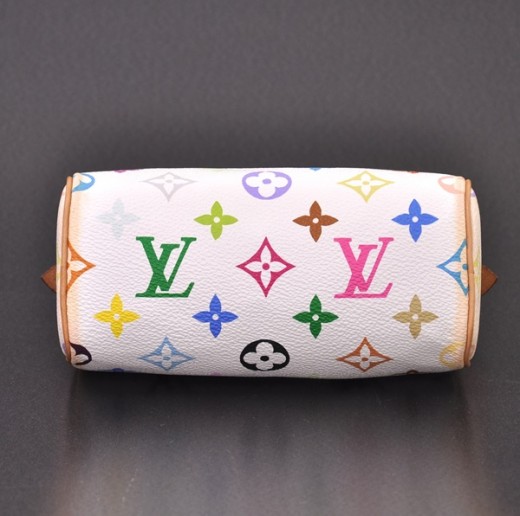 $550 Louis Vuitton White Multicolor Mini Speedy Bag Purse - Lust4Labels
