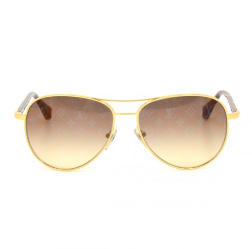 Louis Vuitton Brown/Gold Gradient Monogram Lenses Z0164U Aviator Sunglasses  Louis Vuitton