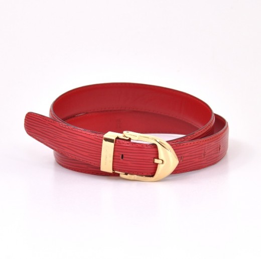 Louis Vuitton Louis Vuitton Red Epi Leather Ceinture Classique Belt