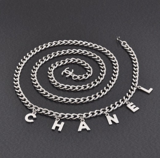 Chanel Chanel Silver Tone Chain Belt CC Logo and charm