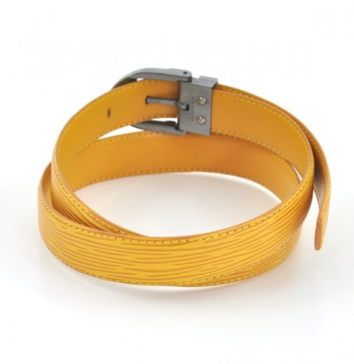 Vintage Louis Vuitton Yellow Epi Leather Ceinture Classique Belt Gold Tone  Hardware