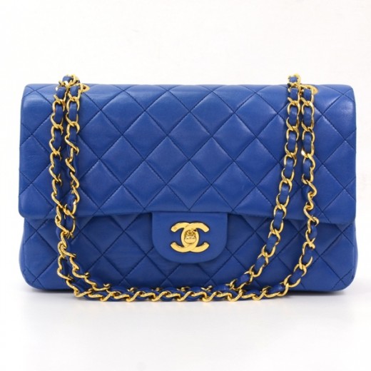 Chanel Vintage Chanel Blue Quilted Leather 2.55 10 Shoulder Bag CC