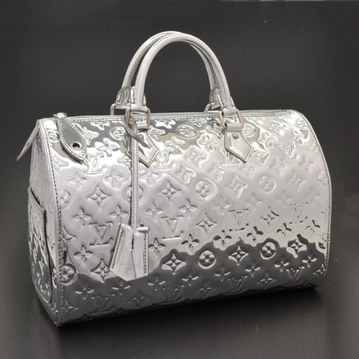 Louis Vuitton Speedy 30 Silver Monogram Miroir Handbag Purse