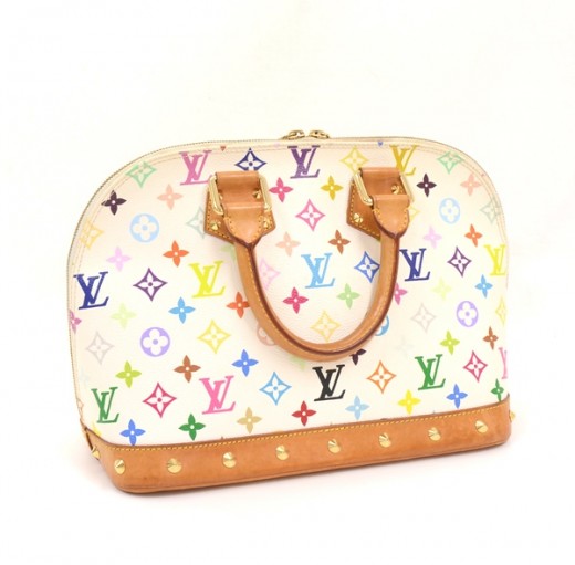 Authentic Louis Vuitton Monogram Multicolor Alma Handbag Tote Bag