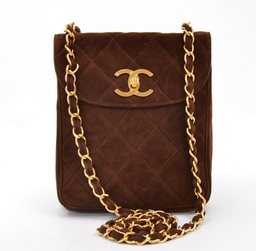 Chanel Chanel quilted dark Brown suede Matrasse shoulder bag gold