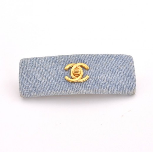 Chanel Vintage Chanel Light Blue Denim Barrette Hair Clip