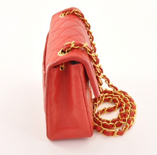Chanel Chanel Small Mini Shoulder Red Quilted Leather Bag Gold Chain