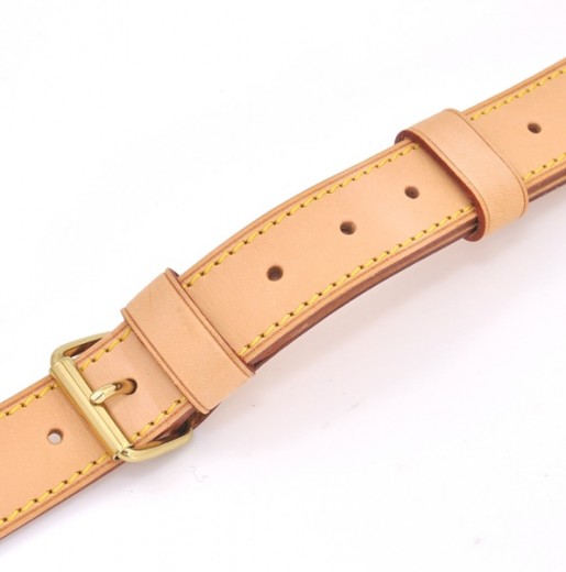 Dark Tan Leather Strap with Yellow Stitching for Louis Vuitton, Coach &  More - .75 Standard Width