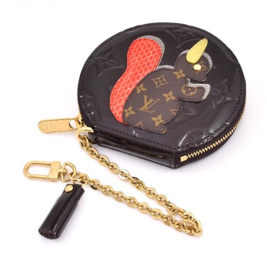Auth Louis Vuitton Monogram Vernis Chicken Motif Coin case purse