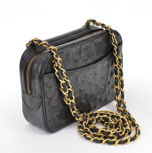 Sold at Auction: AUTHENTIC CHANEL OSTRICH LEATHER SHOULDER BAG