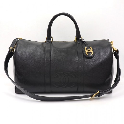 Chanel Black Quilted Lambskin Boston Duffle Bag with Strap 1110c8