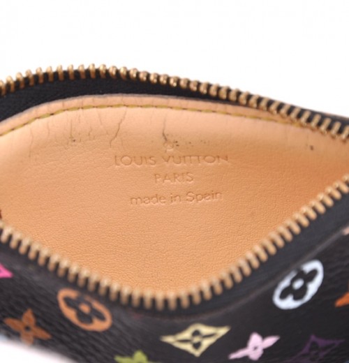 Louis Vuitton Black Monogram Multicolor Key Pouch Pochette Cles 863476