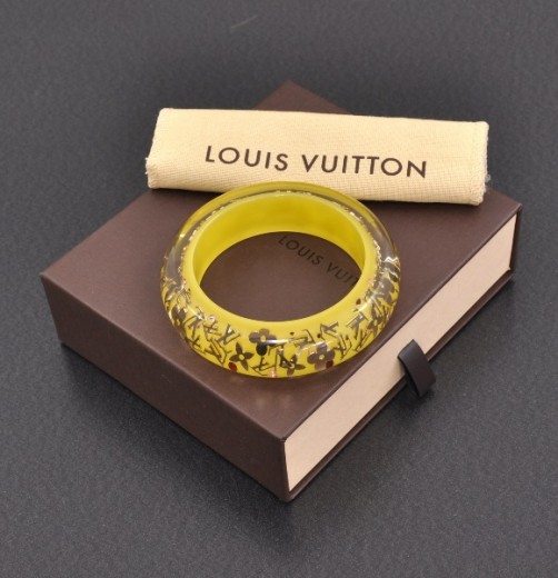 LOUIS VUITTON Inclusion Bangle Bracelet Clear Yellow Wrist 19cm Japan  [Used]