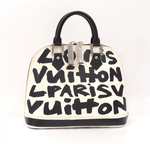 Lot - Alma Graffiti white and black glazed leather double handled handbag, Louis  Vuitton