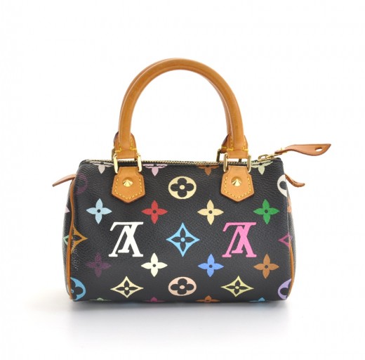 Louis Vuitton, Bags, Lv Black Multicolor Canvas Speedy 3 Bag