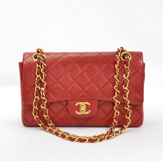 Chanel Chanel Red Quilted leather 255 9 shoulder bag gold Chain CC 