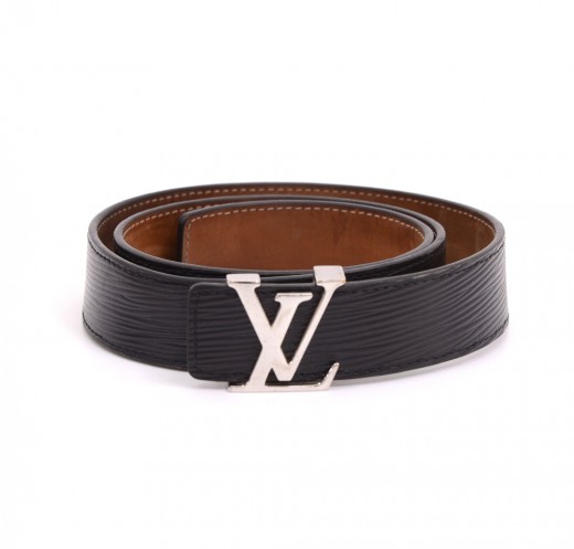 Louis Vuitton Womens Ceinture Initial 30mm Black Epi Leather Belt
