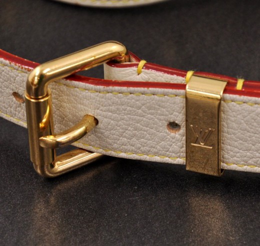 New Authentic Louis Vuitton Women's Double Wrap Suhali Studded Belt M Cream