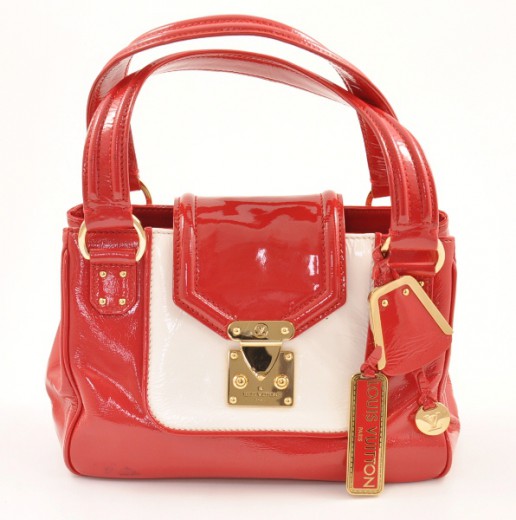 LOUIS VUITTON, red and white patent leather bag, Cruise Sac