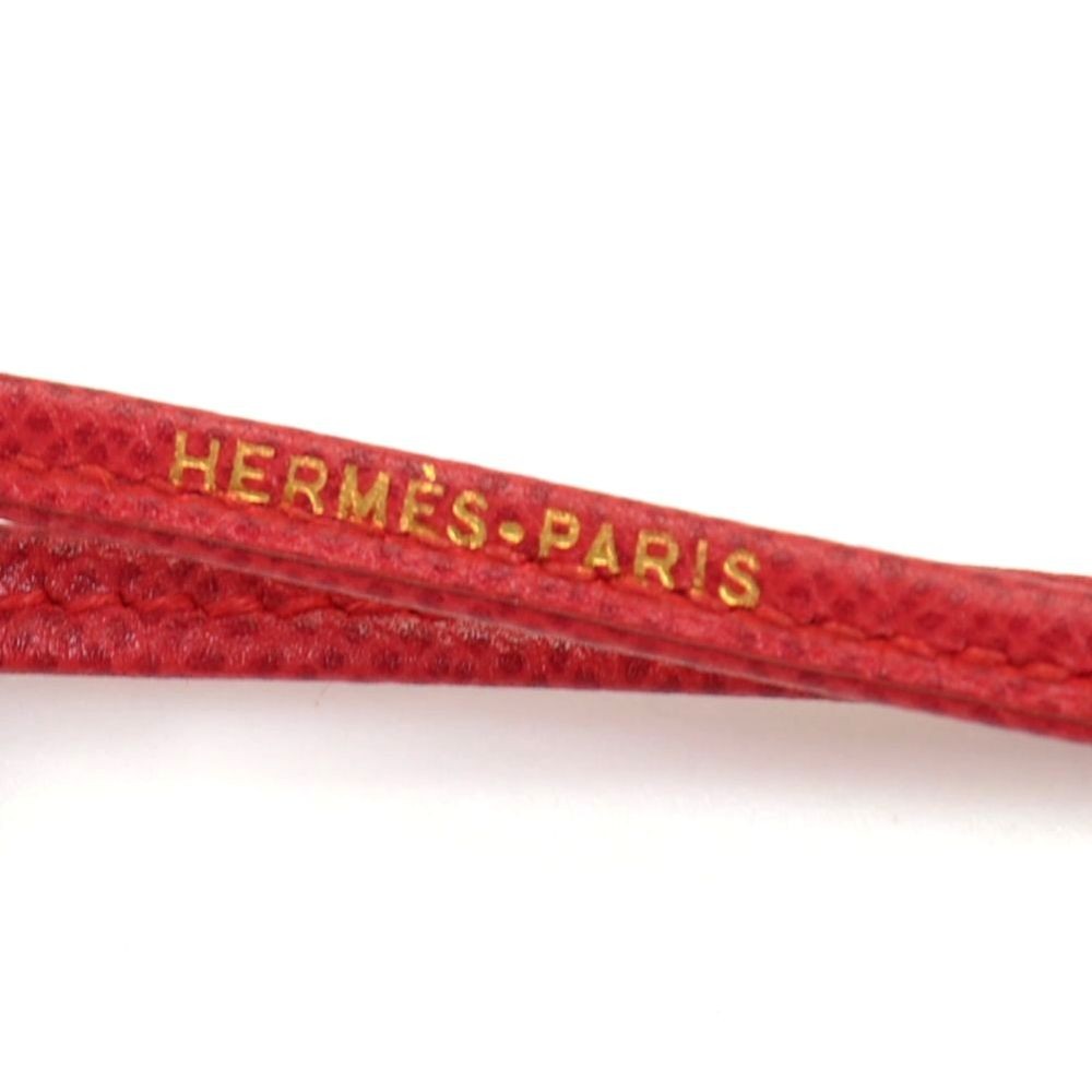 Hermes Hermes Wood Whistle Pendant Red Leather String Necklace  