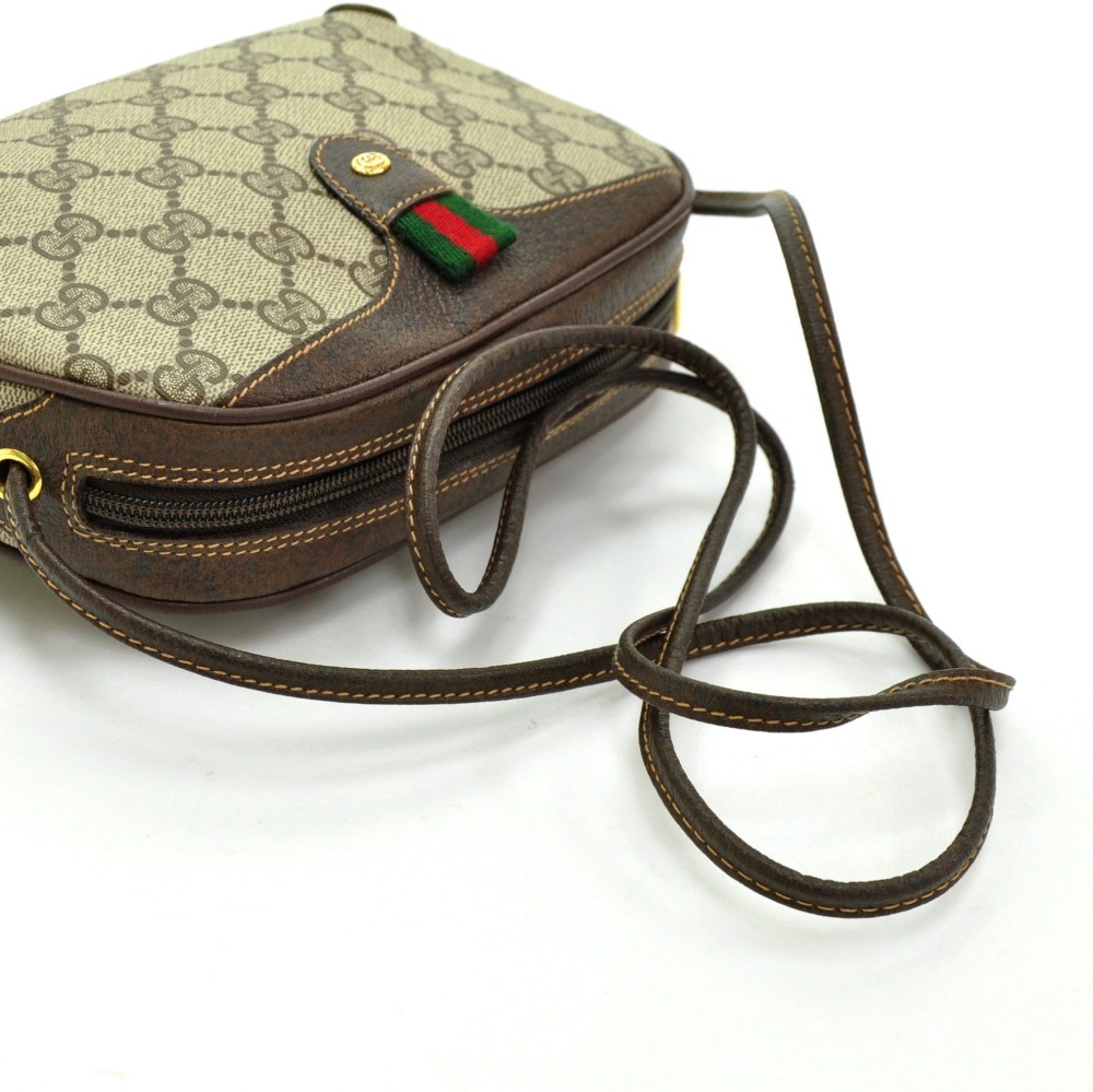 GUCCI Vintage GG Monogram Mini Shoulder Bag Pochette Brown Canvas Nylon  RankAB+
